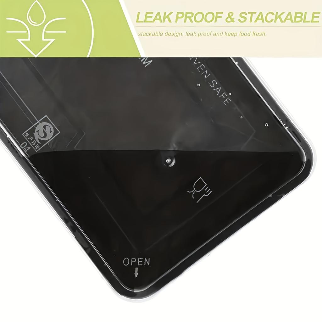 Kwadratowe Plastikowe Pojemniki do Przechowywania Żywności, Bezpieczne do Mikrofalówki, Wielokrotnego Użytku, Ręcznie Robione, Niepowlekane, Układane w Stos, Bezpieczne do Zamrażarki i Zmywarki, Niezbędne do Zdrowego Życia