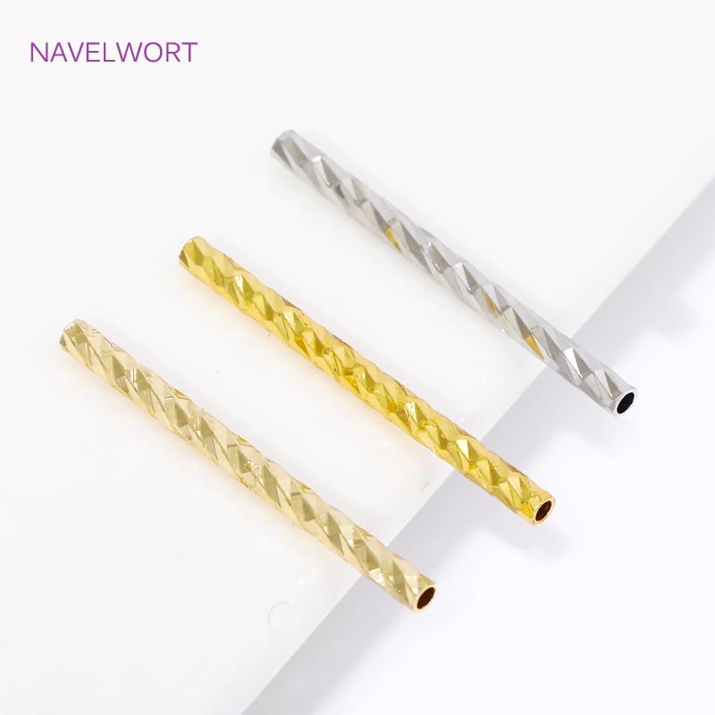 10/15/20mm Pruhované trubičkové korálky 18K pozlacená mosaz Rovné dlouhé trubičkové korálky pro DIY výrobu náramků a šperků