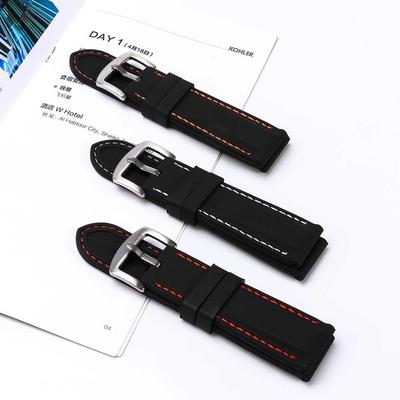 Blcak Universal 20mm 22mm 24mm Sport Rubber Silicone Strap Watchbands Watch Band Watch Accs