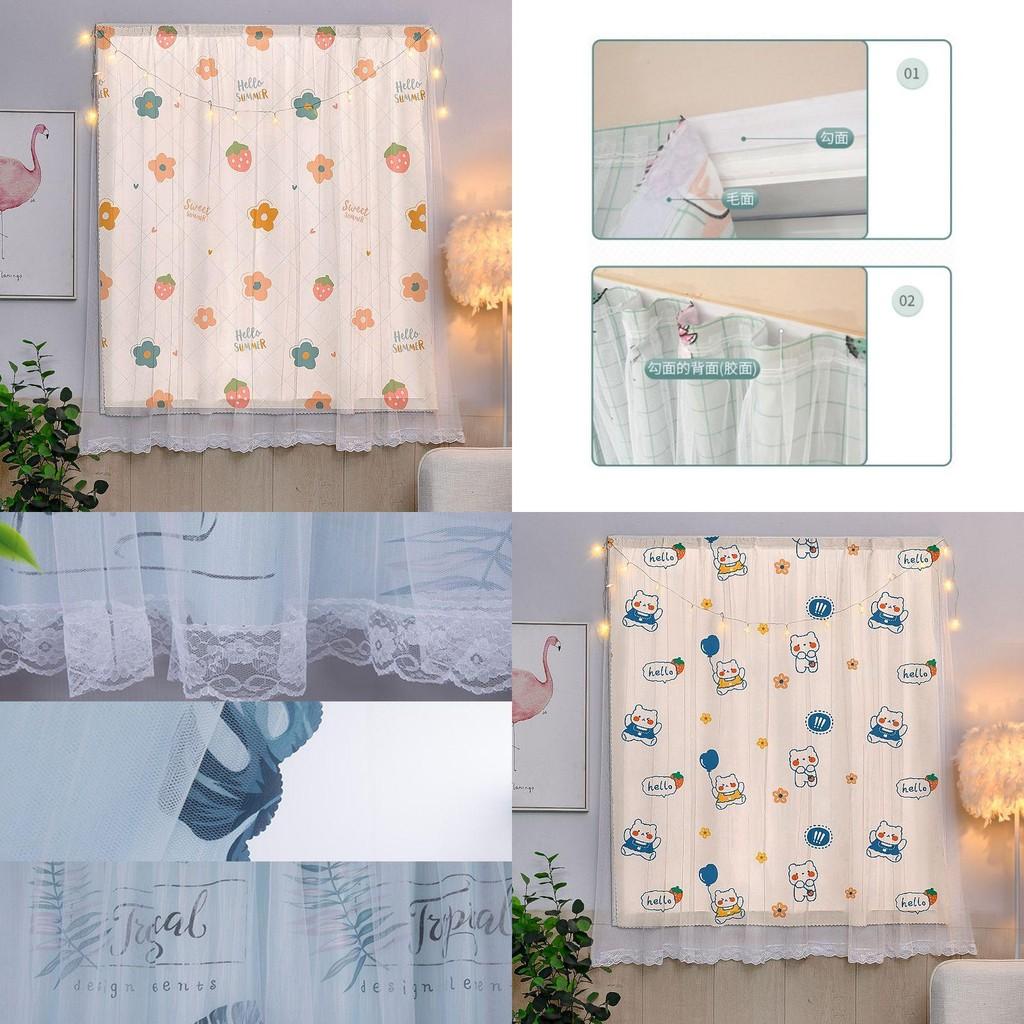 Delightful Cartoon Window Curtain Combining Soft Lace Material With Effective Blackout Features