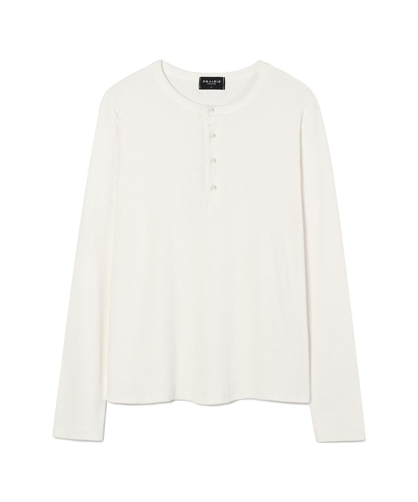 Prairie Henley Neck Ribbed Long Sleeve (Ivory)