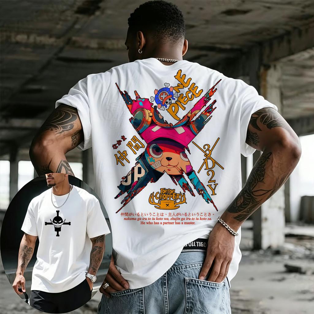 Summer New Arrival One Piece Pattern Tshirt unisex anime print casual shortsleeved fashionable streetwear top Y2K style