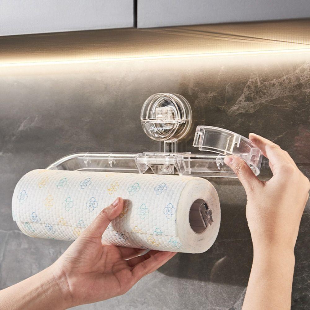 Removable Suction Cup Paper Towel Holder Wall Mounted No Drilling Roll Holder  Bathroom Accessories