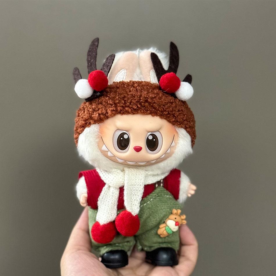 For 15-17cm Labubu V1/V2/V3 Mini Doll Clothes Outfit Merry Christmas Hat ClothesScarf Elk Snowman Doll Accessorie Party Game Toy