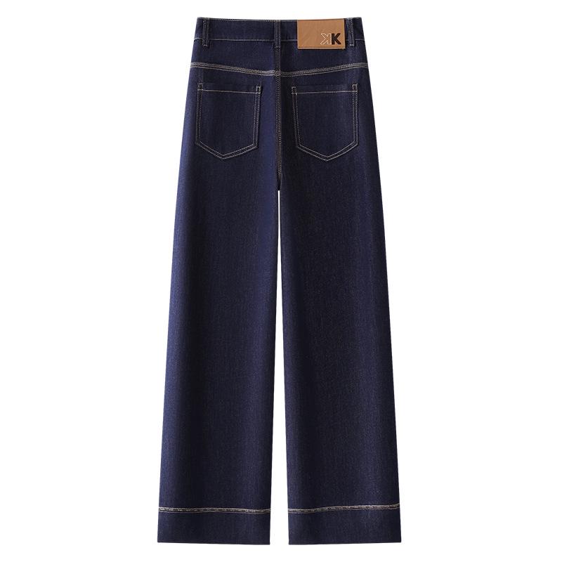 Dámské 2025 Tmavě modré džíny s vysokým pasem, rovnými nohavicemi a zkrácenou délkou - Volné, zeštíhlující, retro styl