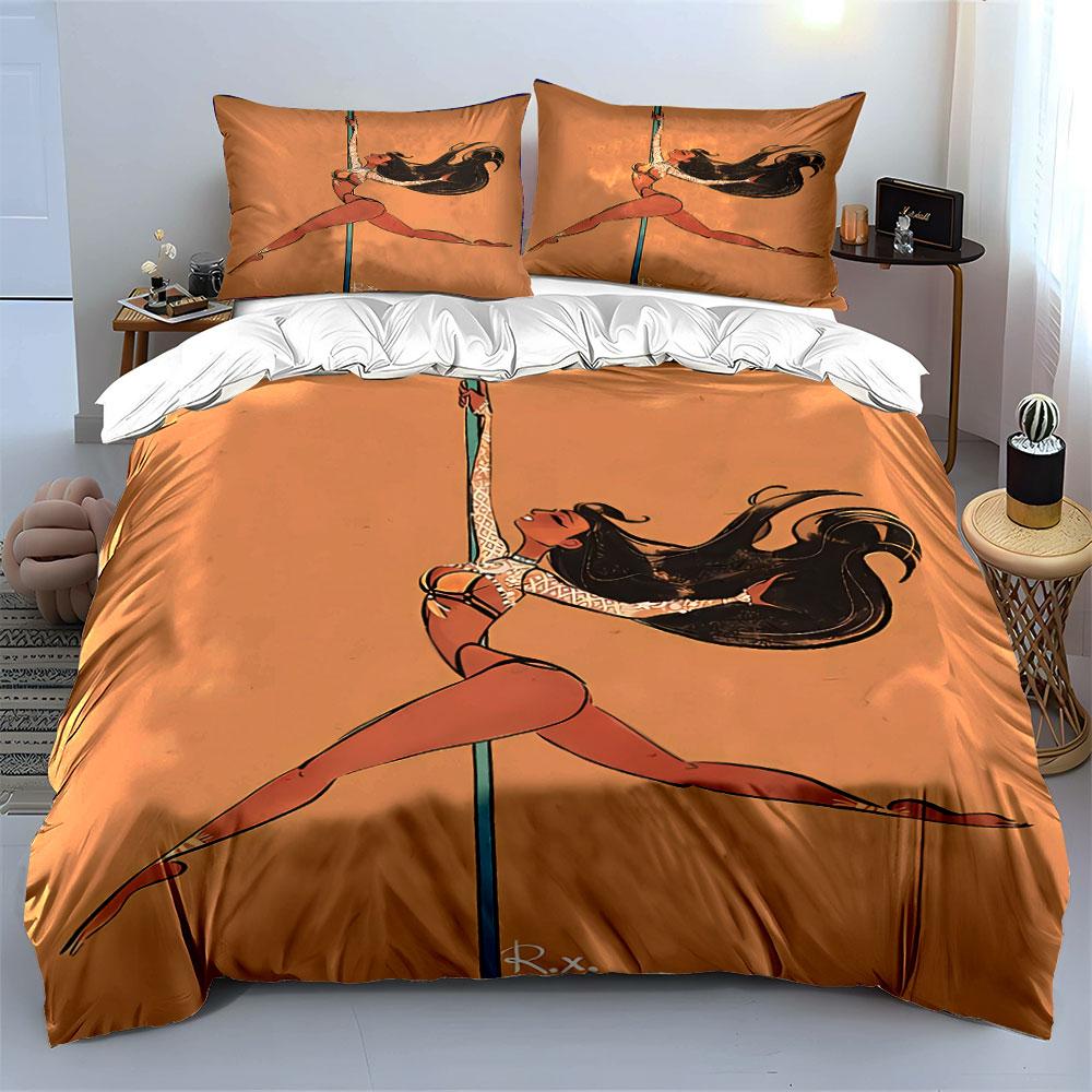 Pole Dance Art with Lace Bedding Duvet Cover Set Duvet Cover Pillowcases  (1*Duvet Cover 2*Pillowcases, without duvet insert)