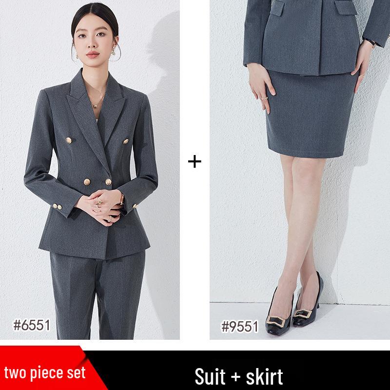 Women's Professional 2025 High-End Blazer Pant Suit Set for Workplace Interviews - Spring Collection