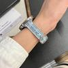 18/20/22MM Watch Bands For Samsung Galaxy Watch 8/7/4 6 Classic 5 Pro Square Metal Denim Leather Strap For Amazfit Bip/GTS GT2