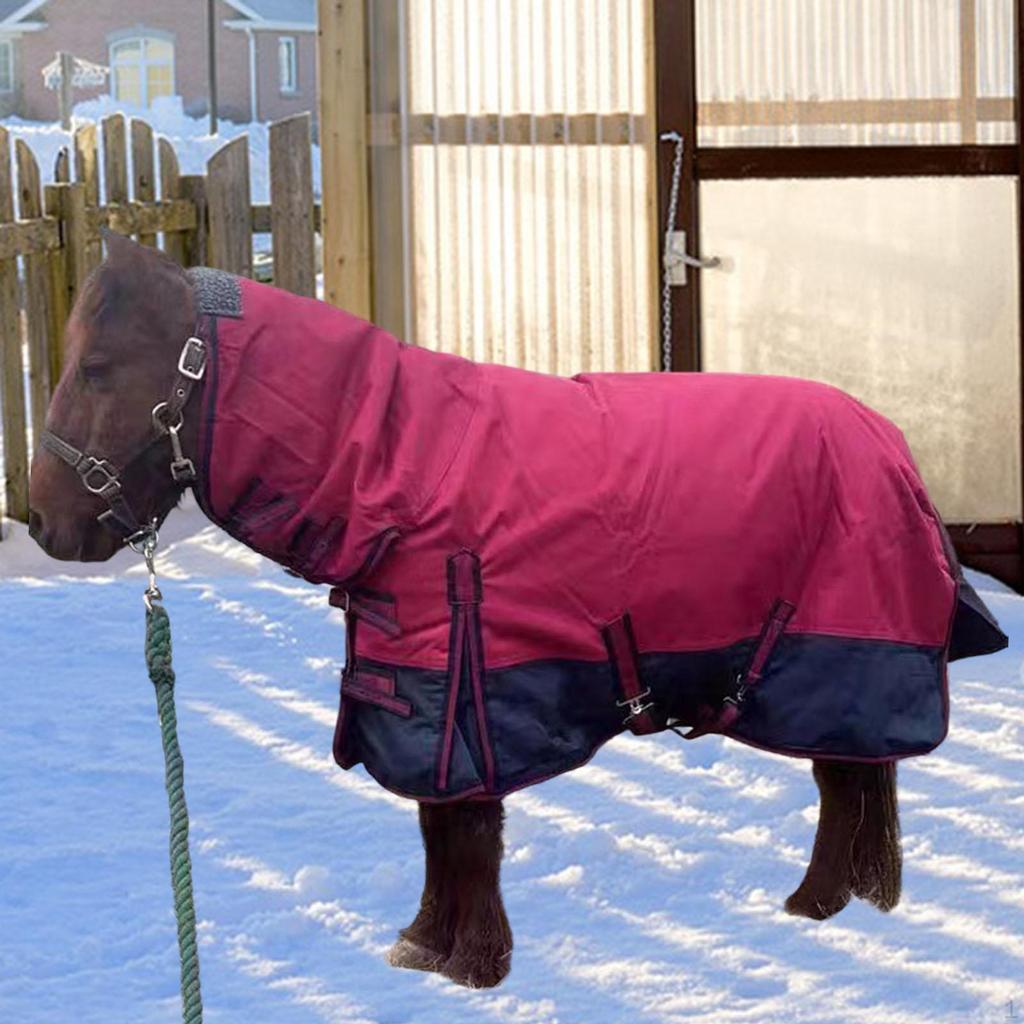 Häst Vinter Utomhustäcke 600D Oxford med Huva Hållbar Vattentät Ridning