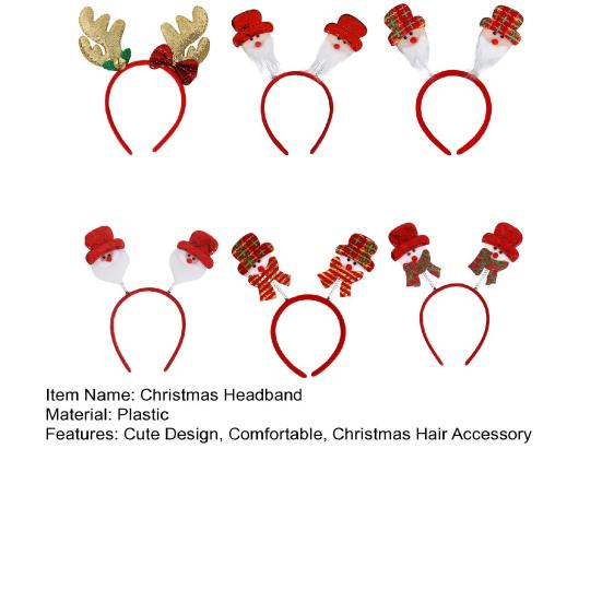 Christmas Hairband for Adults Kids Festive Hair Accessory Santa Claus Snowman Hairband for All Ages Xmas Parties Dress-up