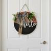 30cm 11.81in Wooden Welcome Sign Bowknot Hanging Decoration Gifts Wall Art Front Door