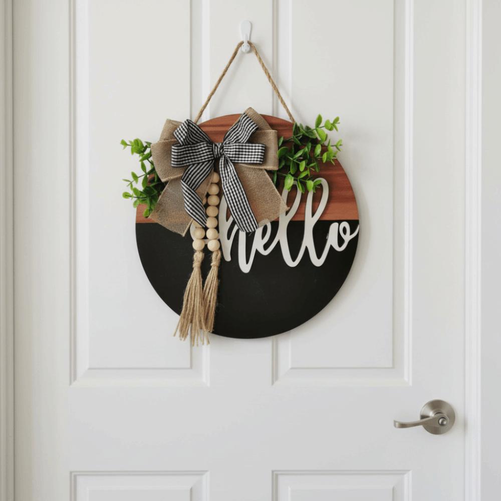 Bowknot Door Wreath Artificial Flower Plant Hanging Decoration Creative Wall Art  Outdoor Decor