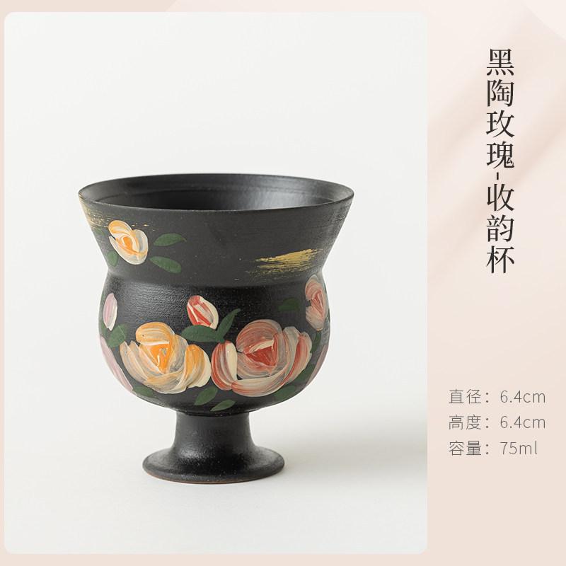 

Black Pottery Rose Gold Drawing Teacup Ancient Tea Bowl Jug Tea-tasting Personal Cup Jianzhan Master Cups For Tea Supplies Craft As Your Choose