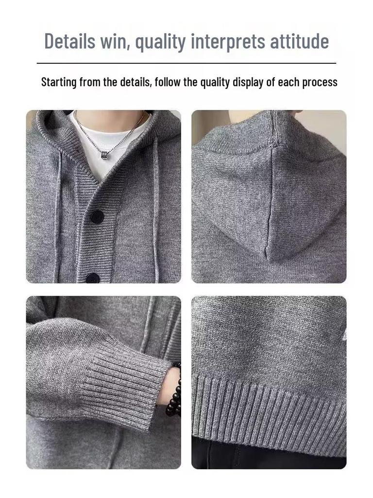 Men's Trendy Hooded Knit Sweater - Autumn/Winter Casual Versatile Pullover