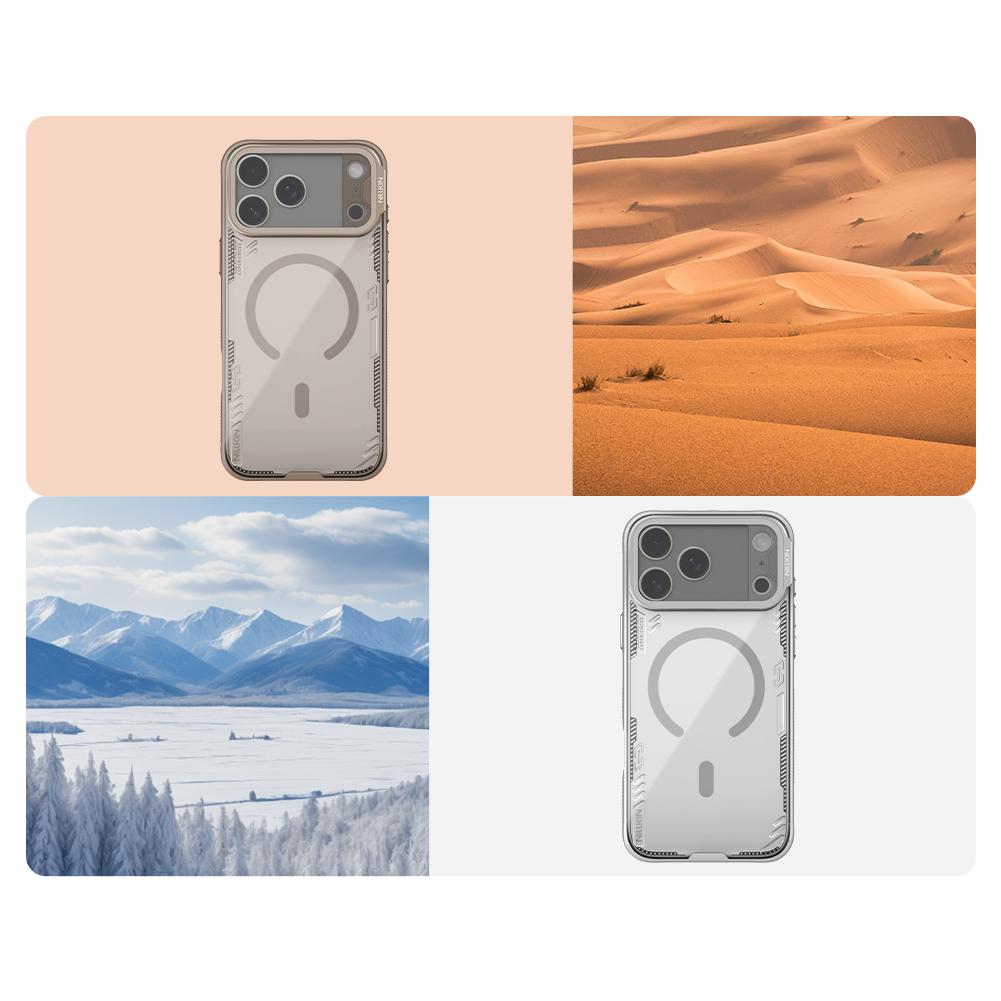NILLKIN For iPhone 17 Pro Max Phone Cases UV Resistant TPU+PC Hard Back Cover New Metal Camera Stadn Magnetic Case