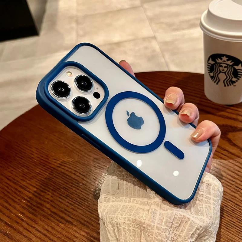 Luxury Wireless Charge For Magsafe Transparent Case For iPhone 16 15 14 13 11 12 Pro Max Plus Mini Magnetic Bumper Cases Cover