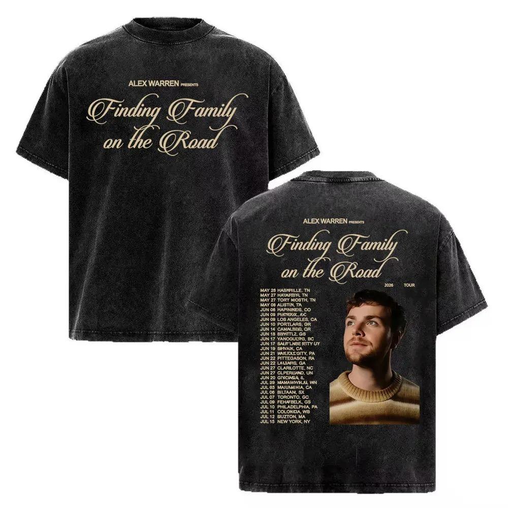 

Alex Warren Finding Family On The Road Tour 2025 Vintage Washed Oversized T-Shirt Pop Music Concert Unisex Streetwear T-shirt L