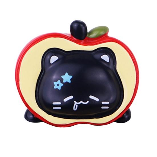 1/4 Stück Frucht Schwarze Katze Figur Computer Monitor Dekoration Cartoon Kätzchen Statue Skulptur Heim Büro Auto Armaturenbrett Ornament