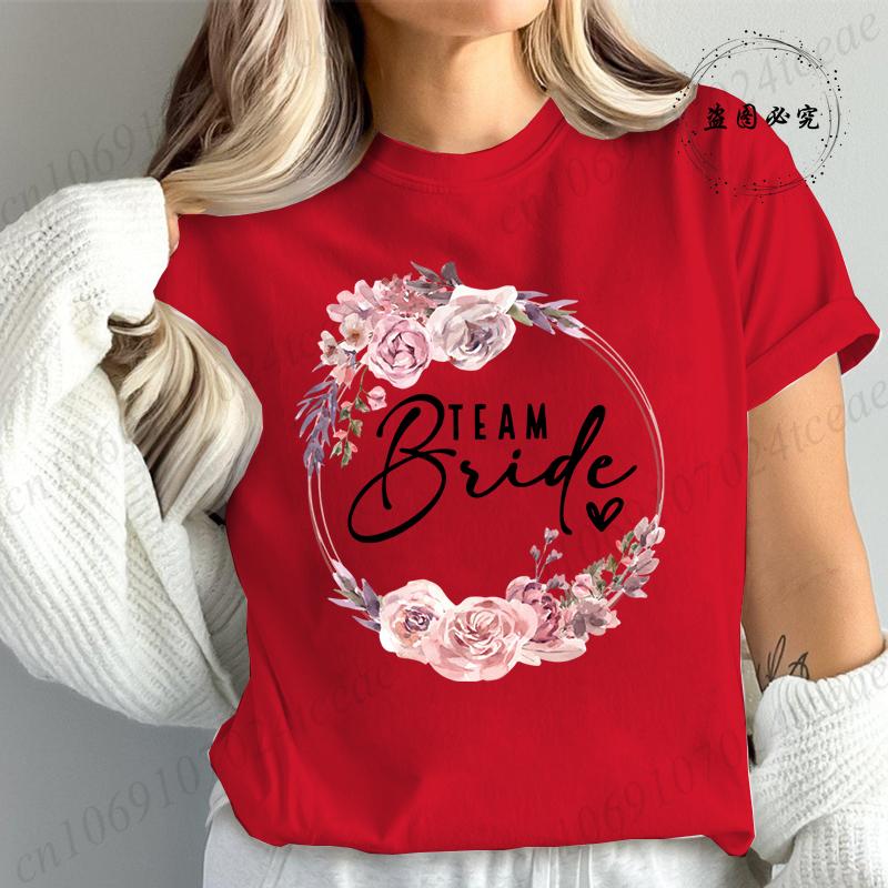 Bachelorette Party Print Bridal TShirt Short Sleeve Tshirt Casual Bridesmaid Tops Womens Clothing Fashion Casual TShirt T02