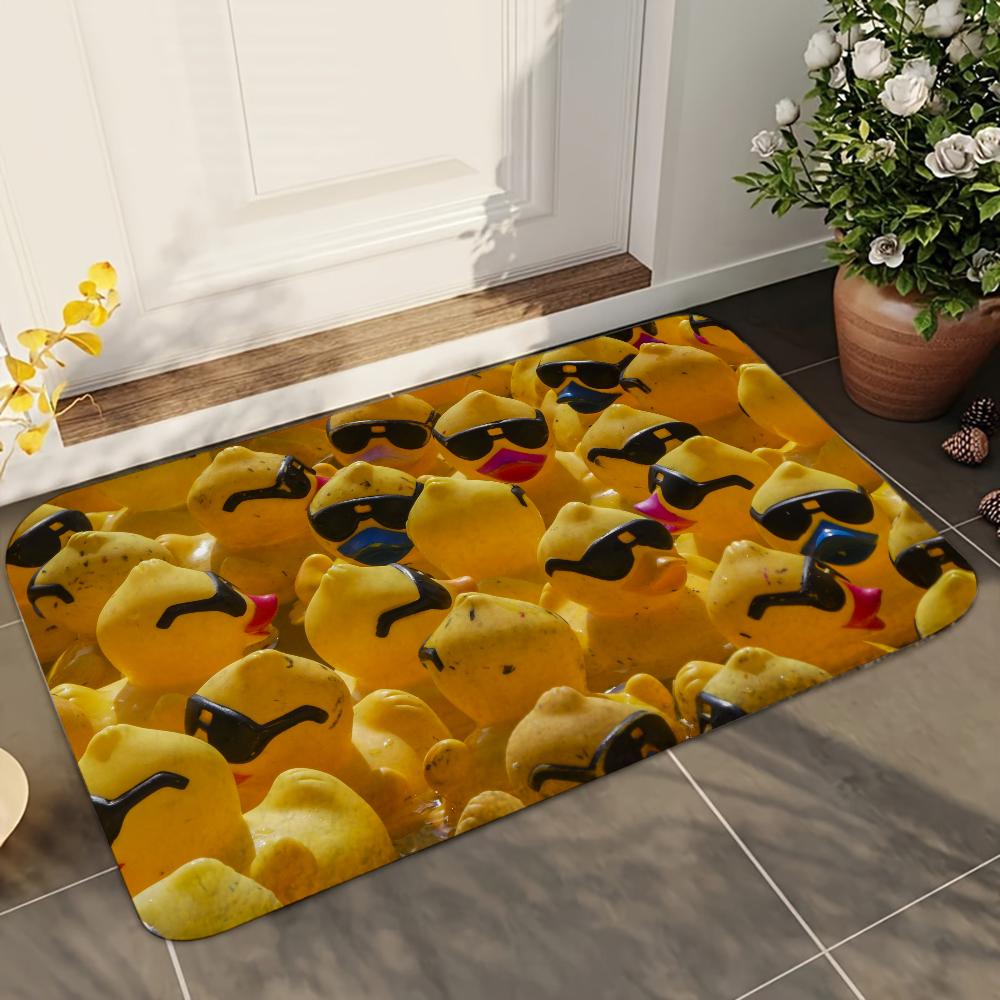 1pc Kwaii Yellow Duck Welcome Bathroom Absorbent Mats Anti-Slip Mats Home Decor Supplies Carpets Home Kitchen Floor Mats