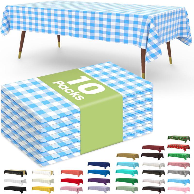 Thick Waterproof Disposable Plastic Tablecloth - Oil & Leak-Proof for Parties and Outdoor Dining
