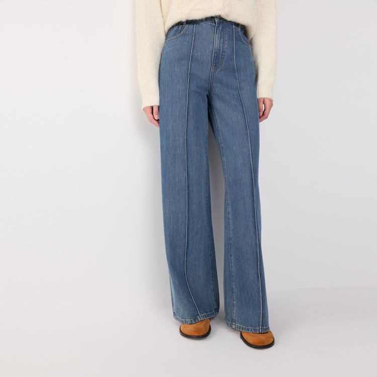 ELLE French Vintage Fashion Design Loose Versatile Wide Leg Straight Leg Pants Casual Jeans Women pants L8WQW159