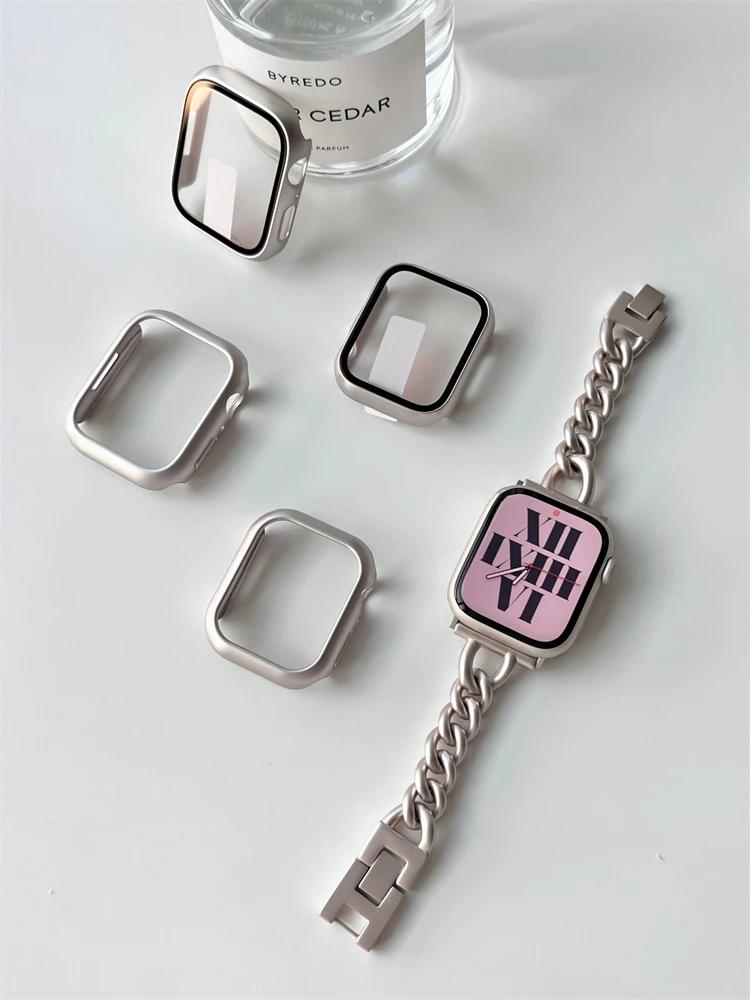 Starlight Bumper Hard Case+Glass For Apple Watch 11 10 42 46mm 9 8 7 41mm 45 Ultra 3 2 1 49mm Film Cover For iwatch 6 SE 40 44mm