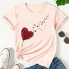 Dámské letní tričko Retro móda Trička s krátkým rukávem Ležérní topy s potiskem ve tvaru srdce