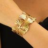 European Gold Hollow Fan Blade Cuff Bracelet - Luxurious Metal Arm Ring Jewelry