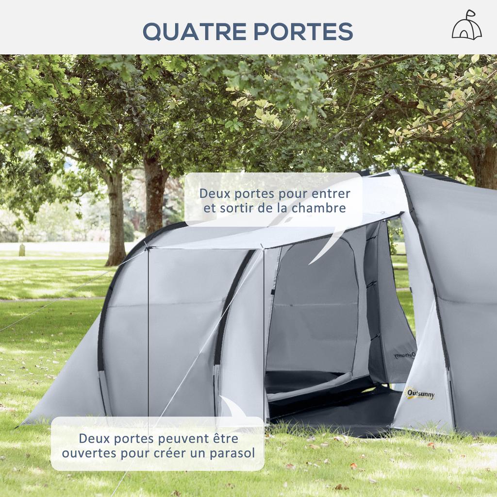 Familien-Campingzelt für 4-6 Personen Kuppel 2 Schlafzimmer 1 Wohnbereich und 1 Vorzelt UV-Schutz Wasserdicht 2000 mm Mehrfarbig