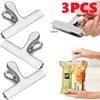 3PCS Stainless Steel Bag Clipsf For Food Heavy Duty Metal Silver Food Clips Office Paper Clamps Air Tight Seal Snack Clips 2