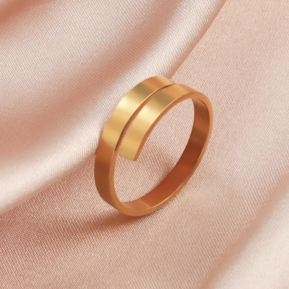 Minimalist Silver Open Ring Women Stainless Steel Adjustable Finger Ring Geometric Jewelry Valentine's Gift