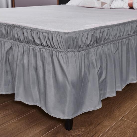 Bettrock Seidiger Luxuriöser Wickelbettrock Einfach Passend Uniform Nicht Verblassend Rüschen Elastischer Bettrock