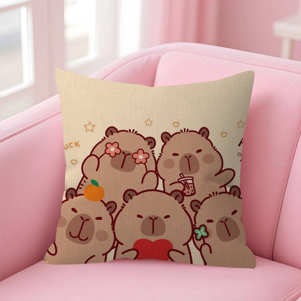 Anime CCapybara Cartoon Cute Pillow Cushion Cover Pillowcase Living Room Sofa Home Decor Customized