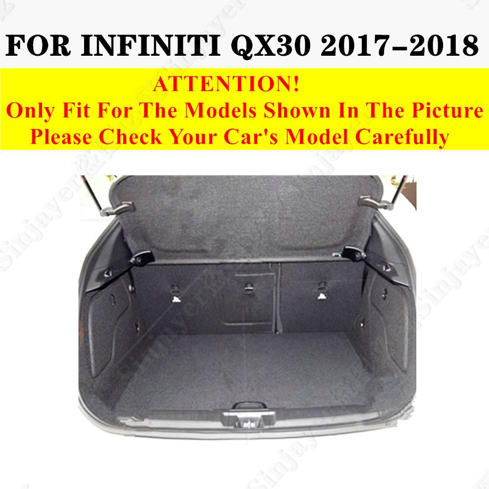 Sinjayer Kofferraummatte Wasserdicht AUTO Heckklappen-Teppiche Flache Seite Laderaumteppich Pad Einlage Passend für Infiniti QX30 2017
