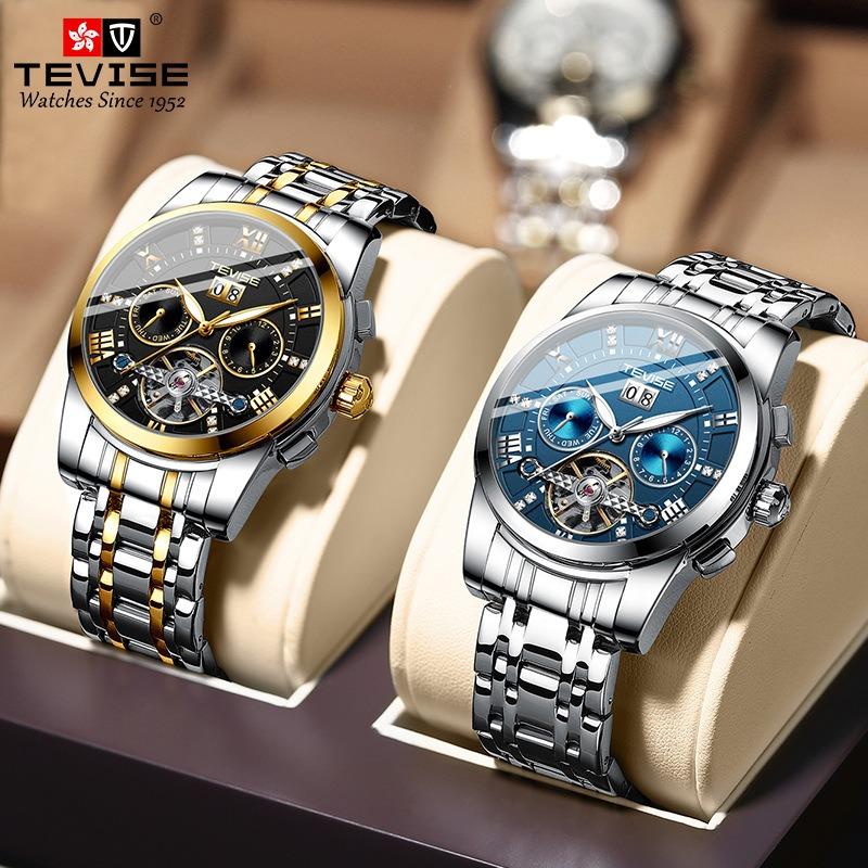 Marca svizzera TEVISE orologio da uomo orologio da uomo orologio alla moda orologio meccanico orologio impermeabile multifunzione