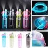 Creative Cartoon Spray Water Bottle For Outdoor Sports, Portable With Lid, Plastic Cup For Summer Hydration And Cooling, 600ml Capacity