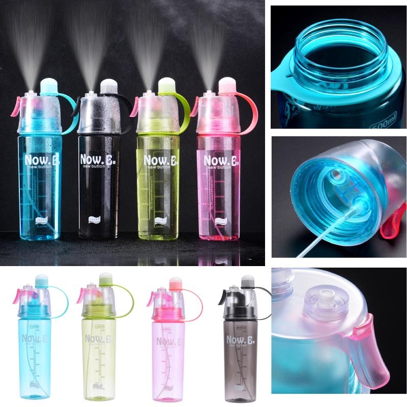 Creative Cartoon Spray Water Bottle For Outdoor Sports, Portable With Lid, Plastic Cup For Summer Hydration And Cooling, 600ml Capacity