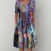 Floral Print A Line Dress With Pleated Details For Summer Casual Wear