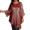 2025 Plus Size Loose Fit Crew Neck Nine-Sleeve Irregular Top for Women