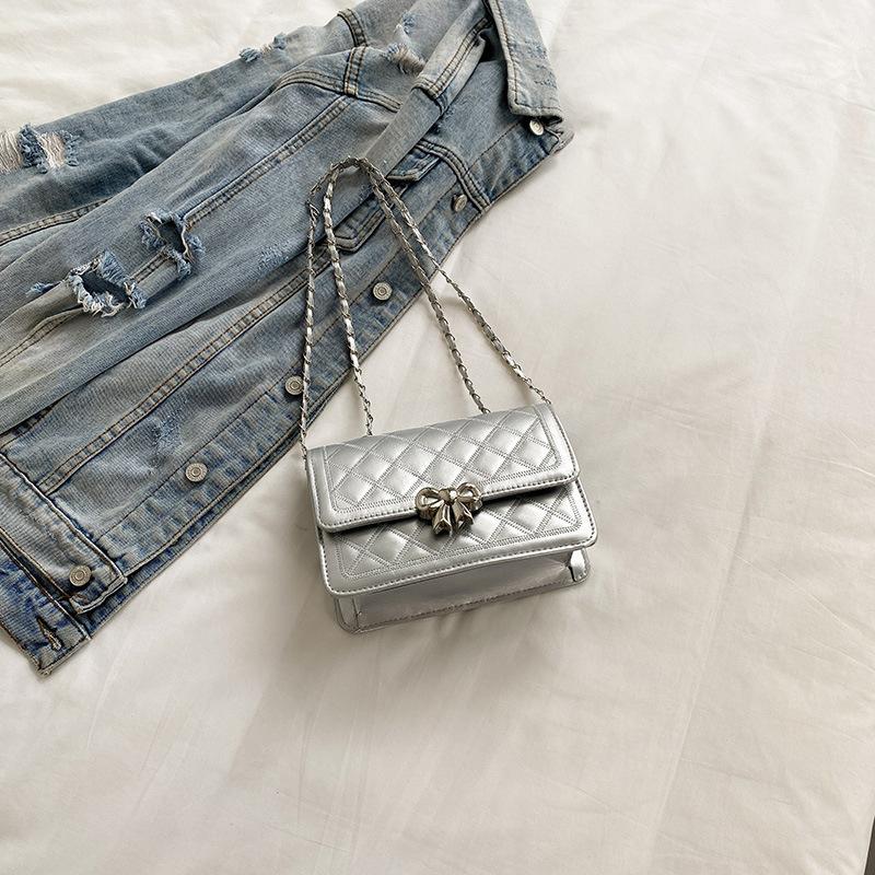 

2025 new niche design texture mini mobile phone bag Sen Meng casual Korean fashion diamond shoulder messenger bag серебряный