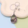 Natural Stone Crystals Teardrop Shape Photo Locket Keychain Featuring Diamonds Cut Designs for Sentimental Gifts