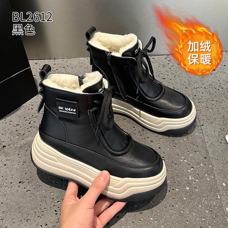 Snow boots winter new small thick-soled casual velvet warm cotton shoes 34