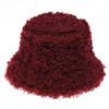 New Outdoor Warm Lamb Faux Fur Bucket Hat Black Solid Fluffy Fishing Cap Fisherman Women Winter