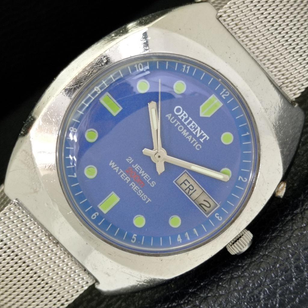 VINTAGE ORIENT AUTOMATIC 46941 JAPAN MENS BLUE COLOR DIAL WATCH a700687-5 R204-a700687