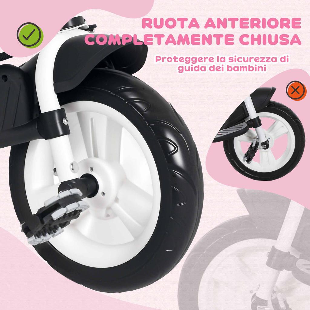 Children's Tricycle, 1-5 Years, Handle, Adjustable Canopy, 102x49x102 Cm, White/Pink