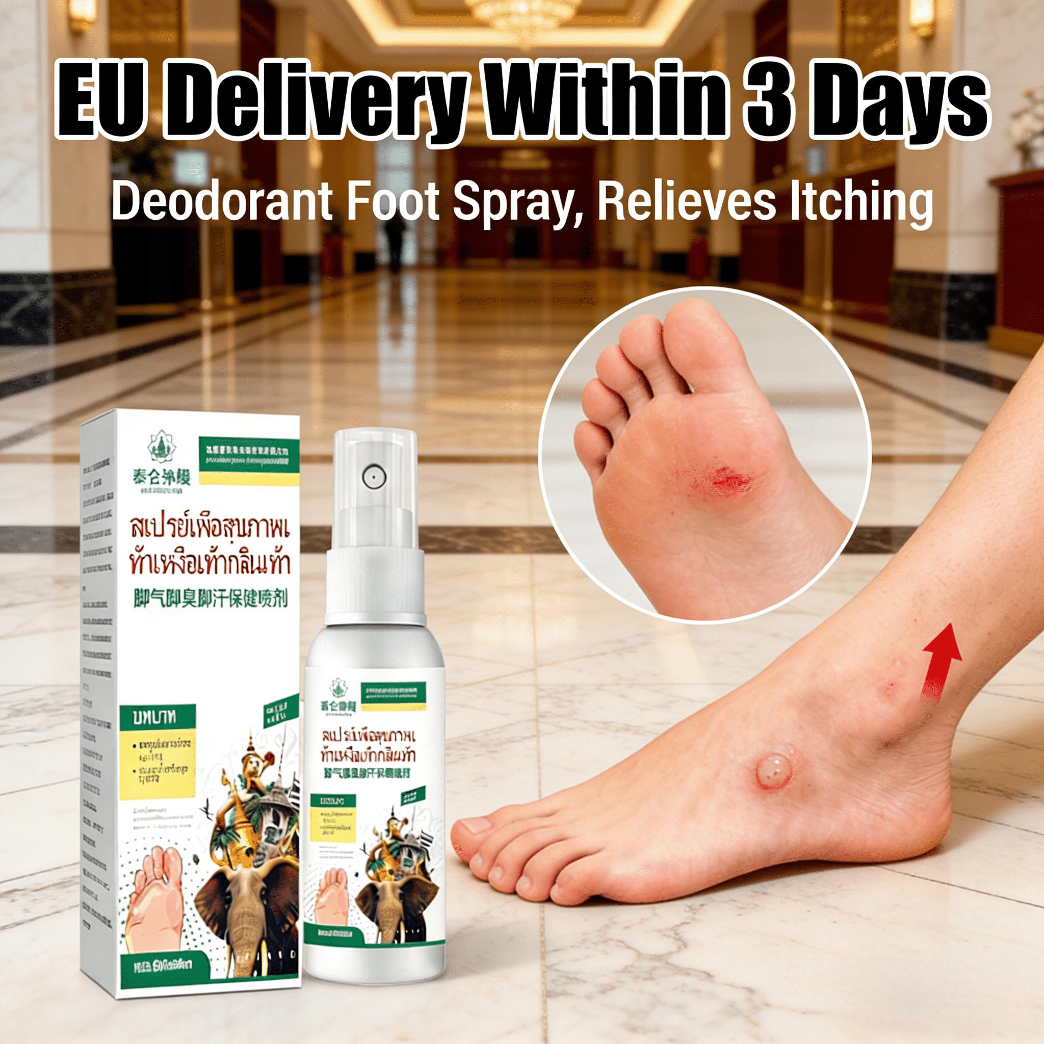 

All-in-One Foot Care Spray – Deodorises, Fights Fungus, Exfoliates & Reduces Sweating