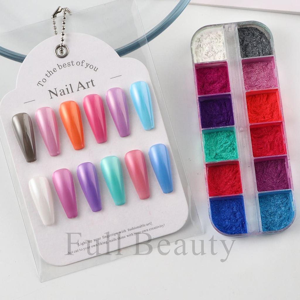 DIY new 12-grid color nail glitter, rouge pearl color nail glitter