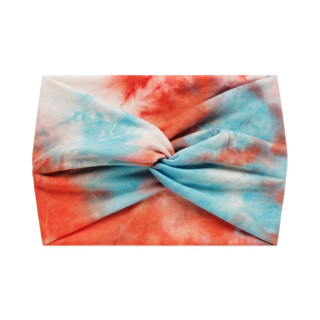 18Cm Print Cross Yoga Sports Headband Knotted Retro Cashew Wide Edge Tie Dye Headband Headscarf