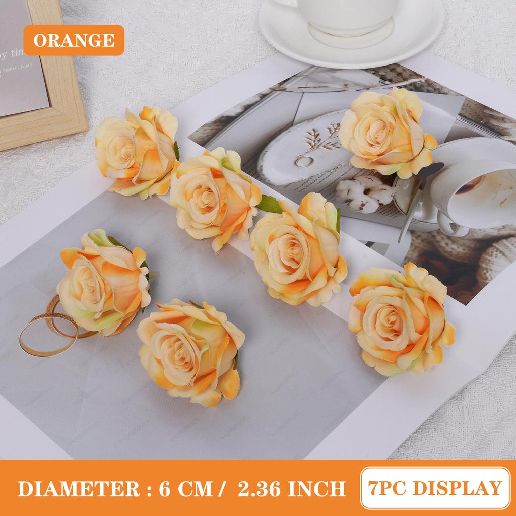 7pcs 6CM Silk Rose Heads Vintage Artificial Flowers Wedding DIY Wreath Garland Accessories DIY Gifts Box Scrapbooks Decor